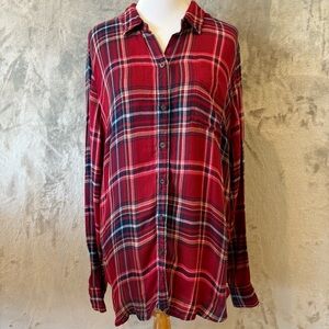 Lucky Brand Plaid Button Long-Sleeve Cabincore Top Wmn’s Sz L